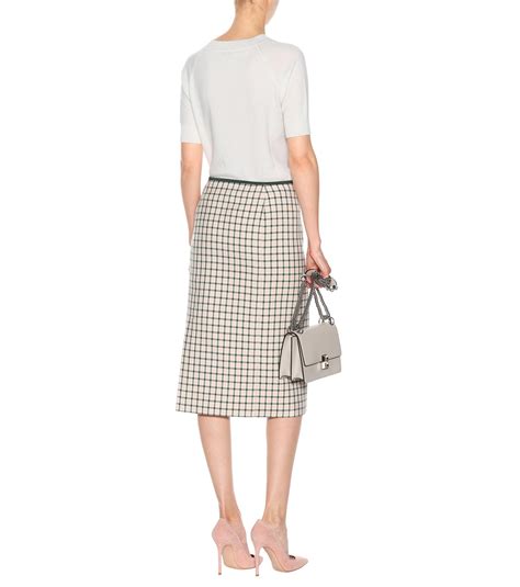 fendi skirt with plaid blouse